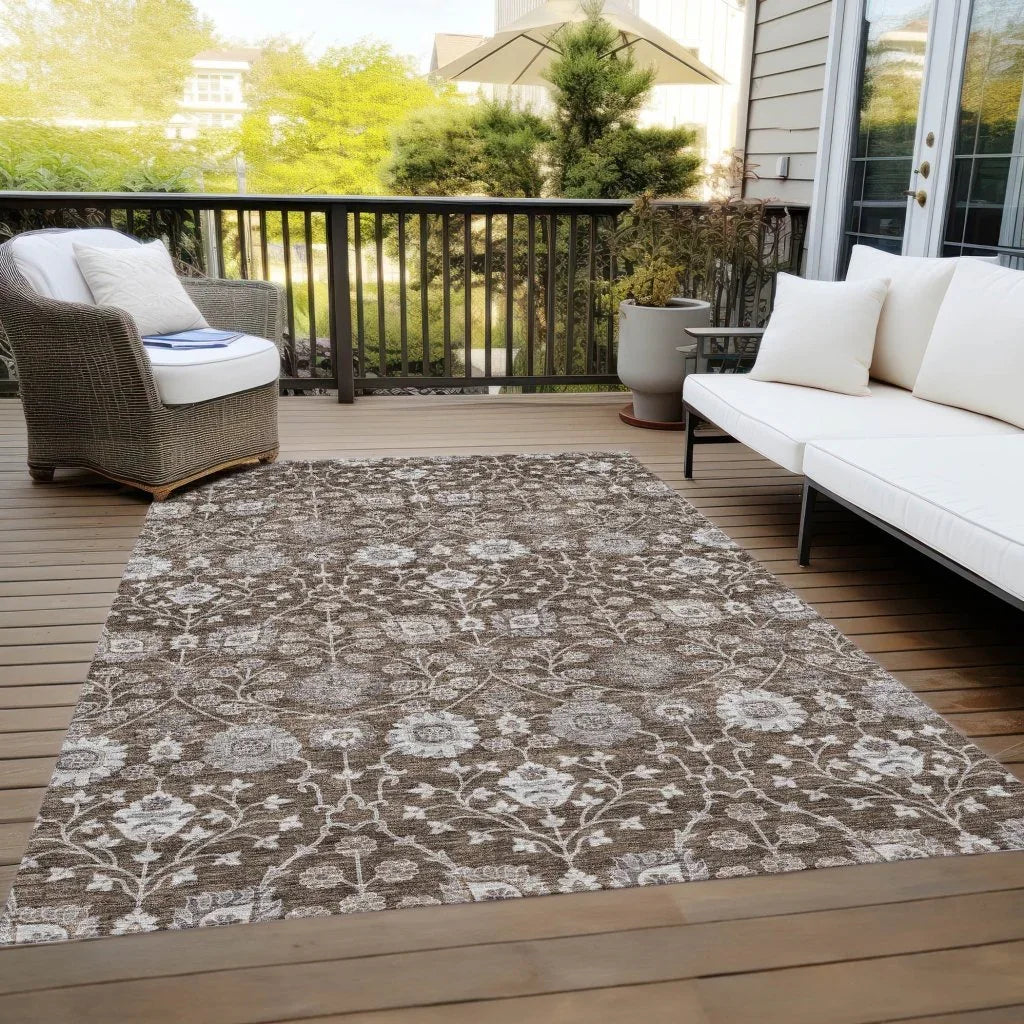 LOOMLAN Rugs Selma Brown Washable Indoor-Outdoor Rug