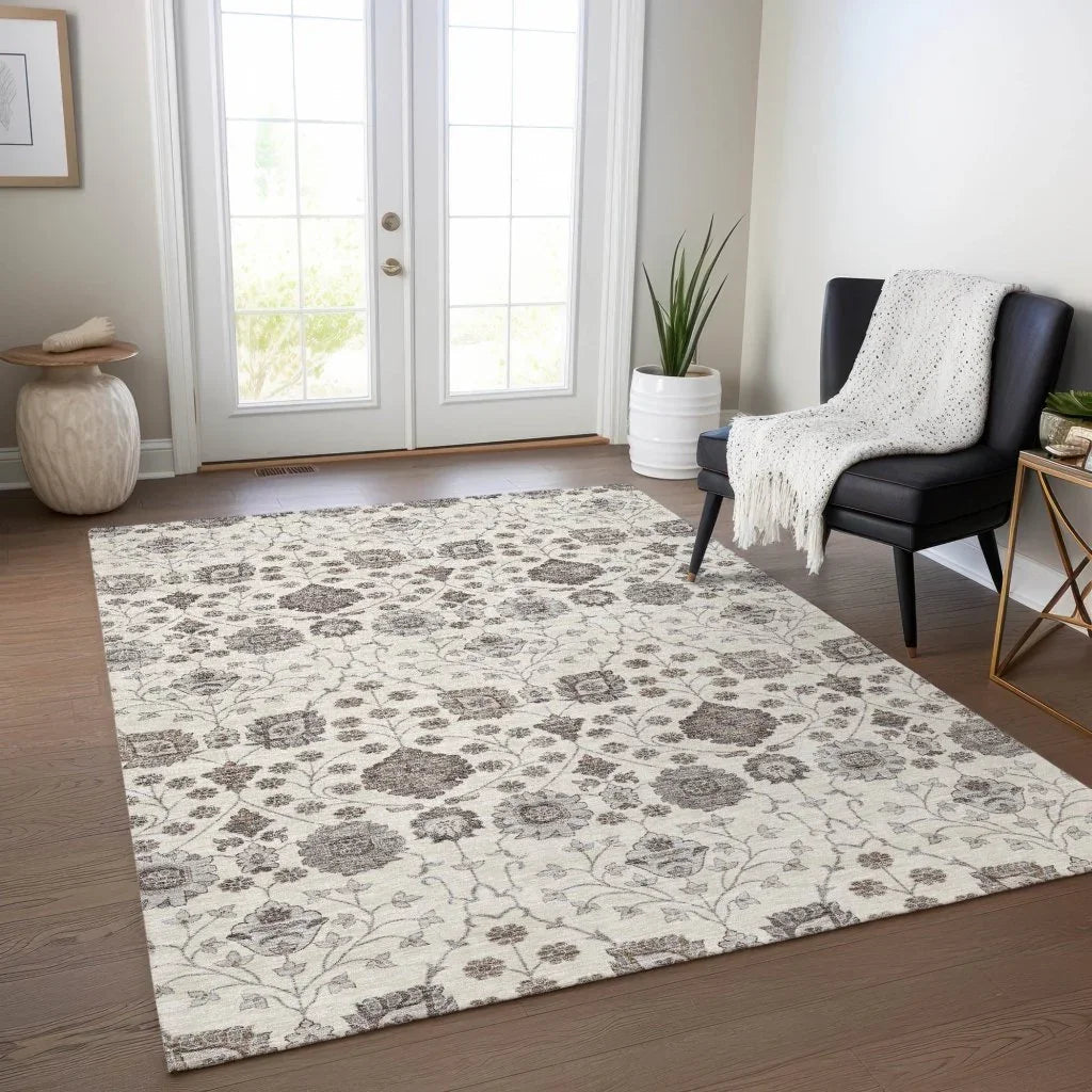 LOOMLAN Rugs Selma Ivory Washable Indoor-Outdoor Rug