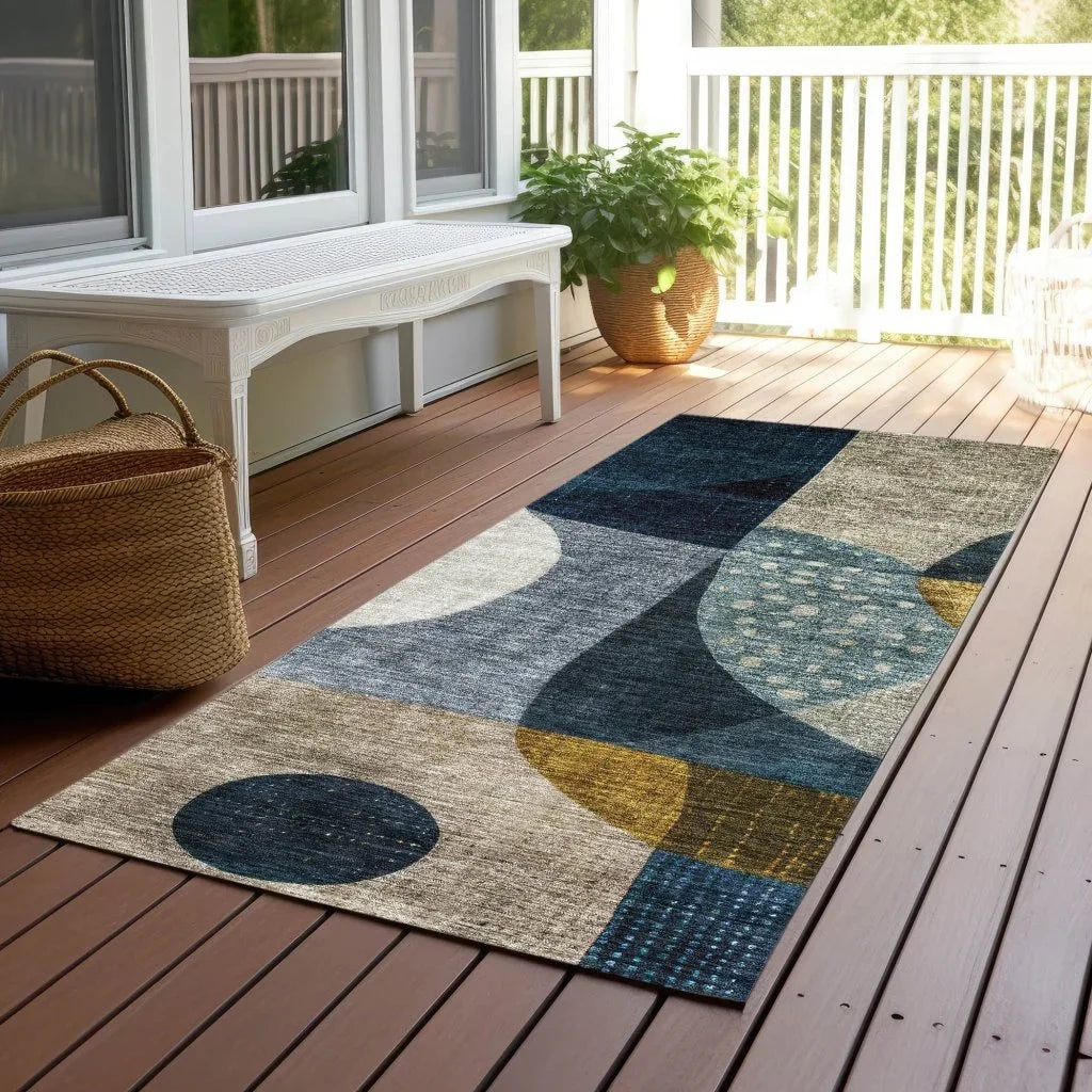 LOOMLAN Rugs Seraphine Blue Washable Indoor-Outdoor Rug