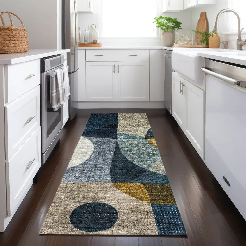 LOOMLAN Rugs Seraphine Blue Washable Indoor-Outdoor Rug