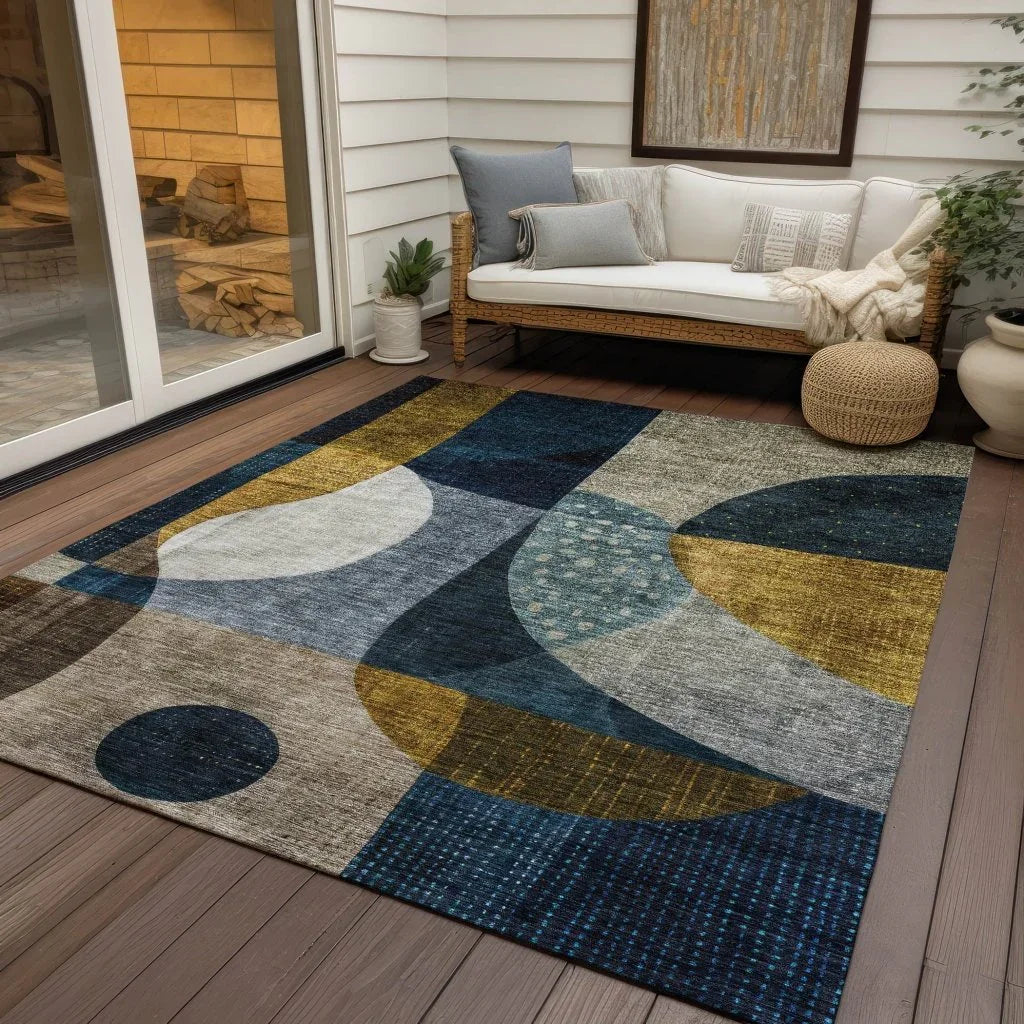 LOOMLAN Rugs Seraphine Blue Washable Indoor-Outdoor Rug