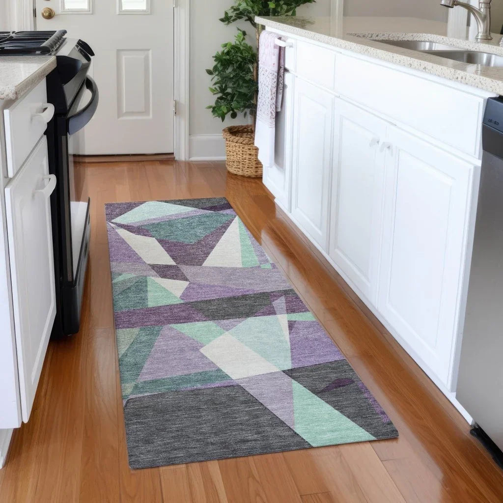 LOOMLAN Rugs Shapevia Purple Washable Indoor-Outdoor Rug