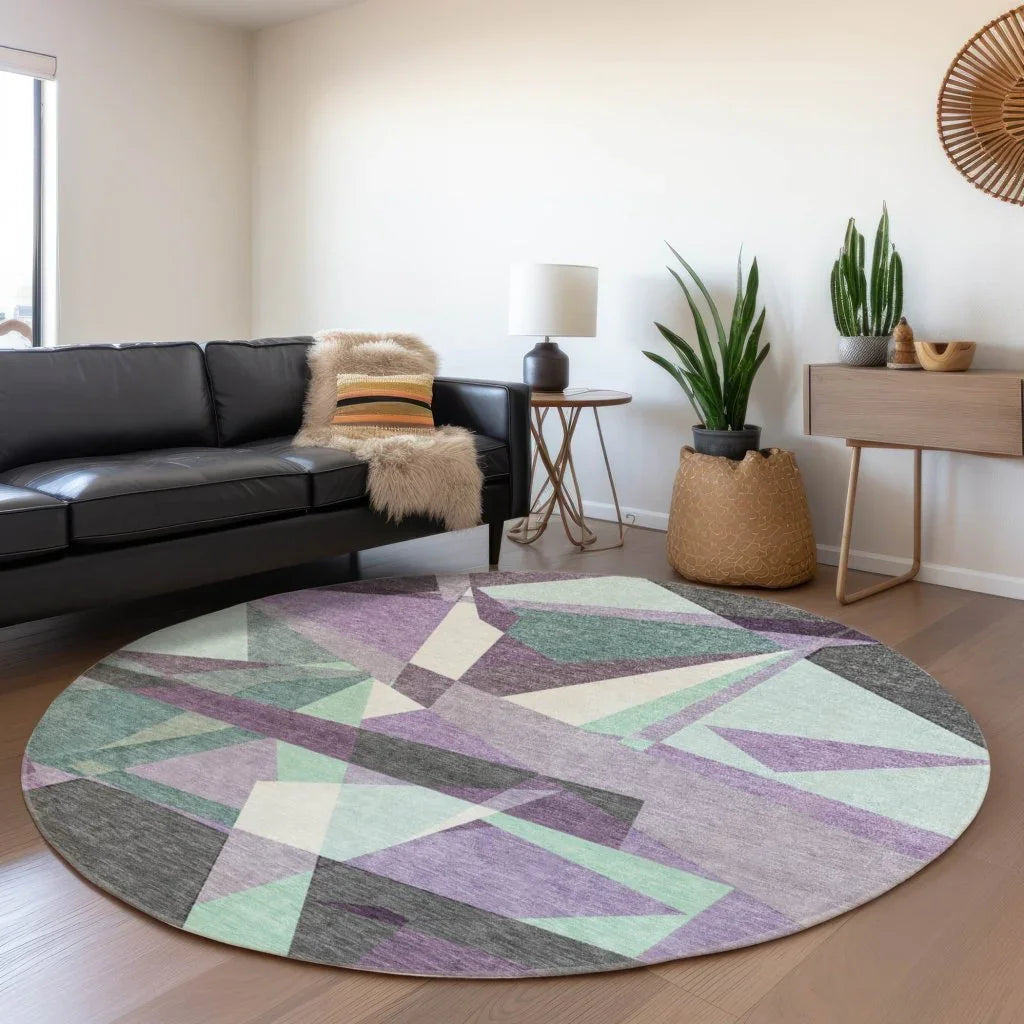 LOOMLAN Rugs Shapevia Purple Washable Indoor-Outdoor Rug