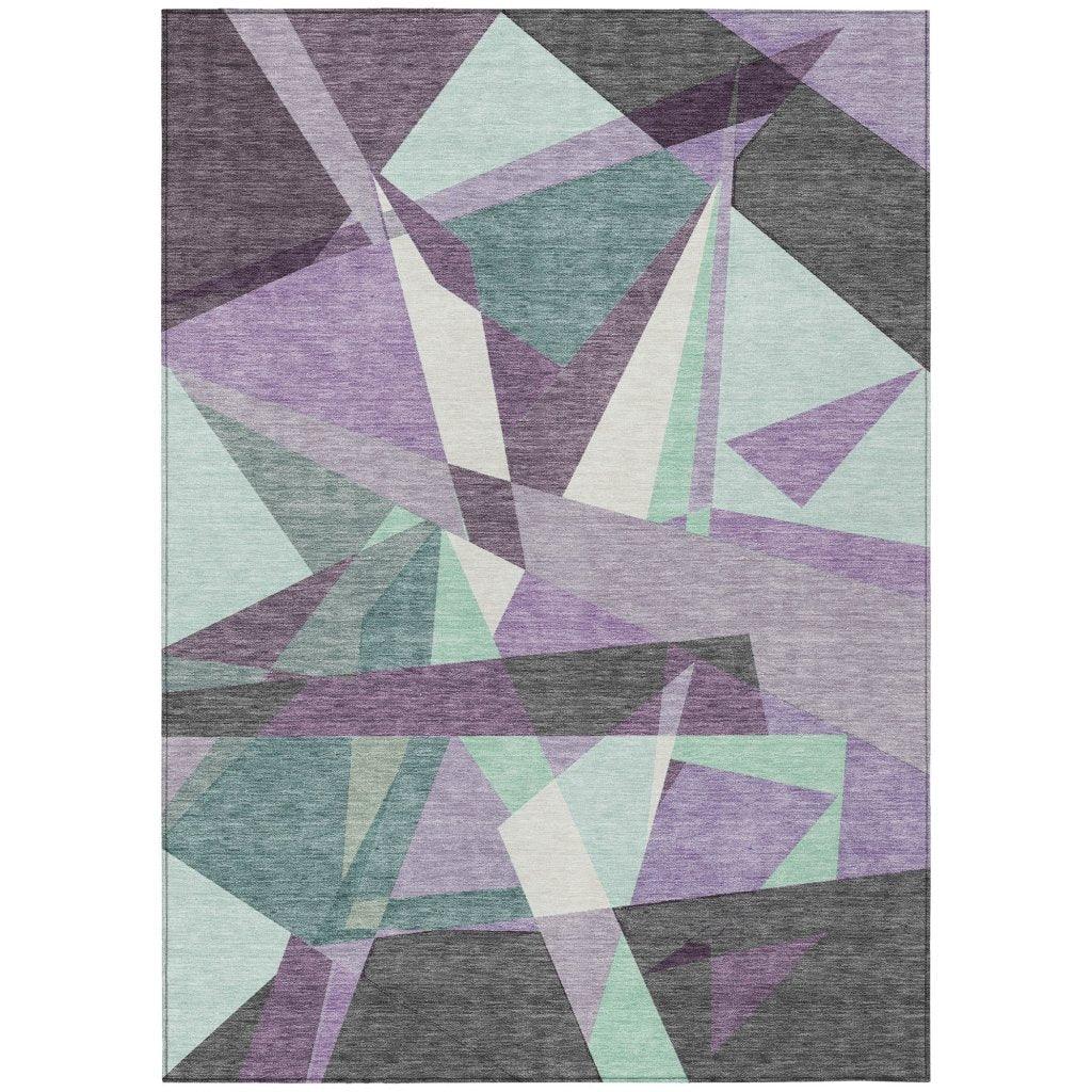 LOOMLAN Rugs Shapevia Purple Washable Indoor-Outdoor Rug