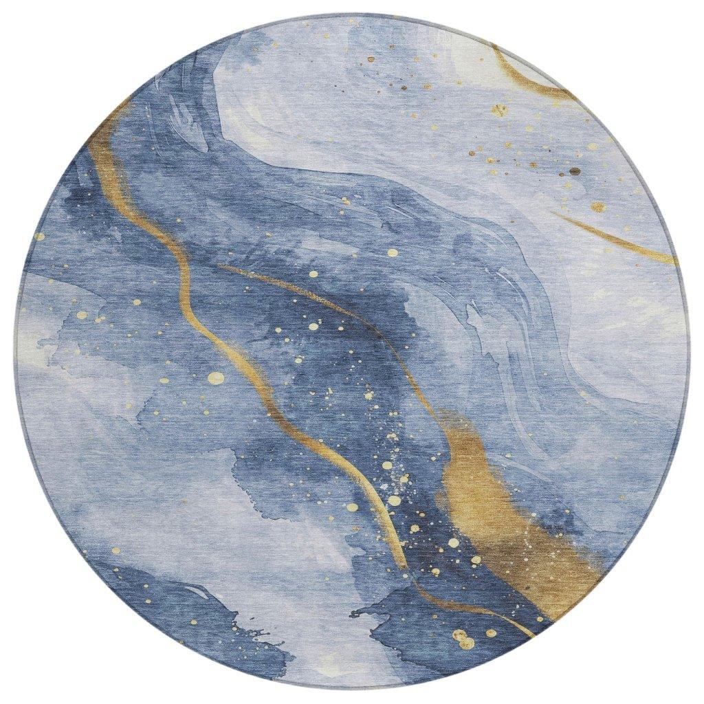 LOOMLAN Rugs Silavie Blue Washable Indoor-Outdoor Rug