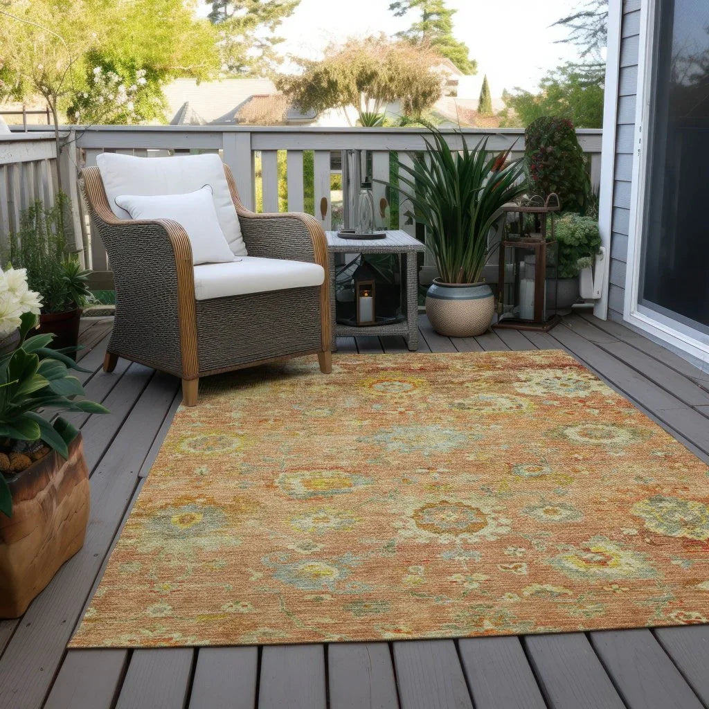 LOOMLAN Rugs Sofia Orange Washable Indoor-Outdoor Rug
