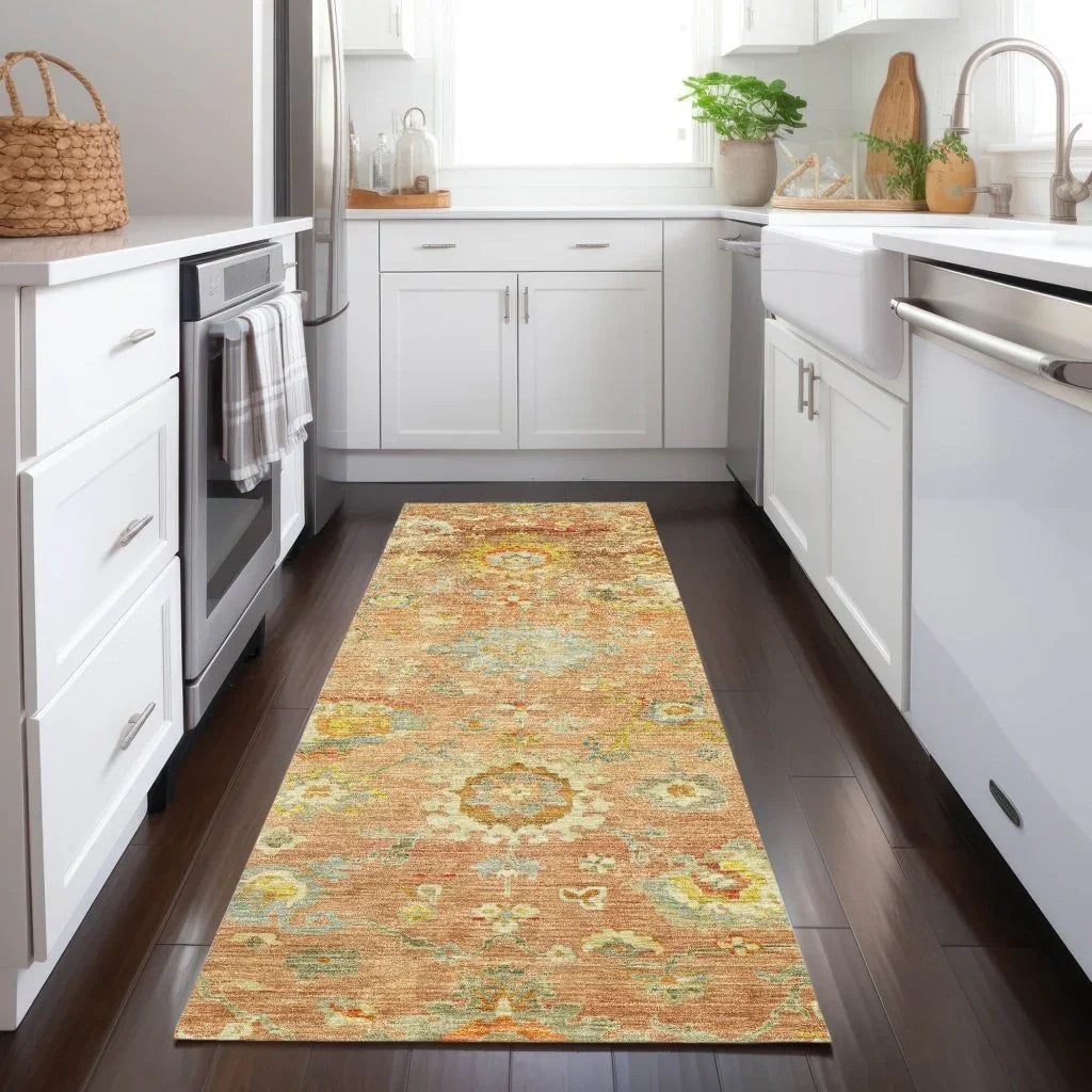 LOOMLAN Rugs Sofia Orange Washable Indoor-Outdoor Rug