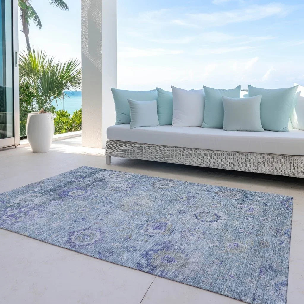 LOOMLAN Rugs Sofia Sky Washable Indoor-Outdoor Rug