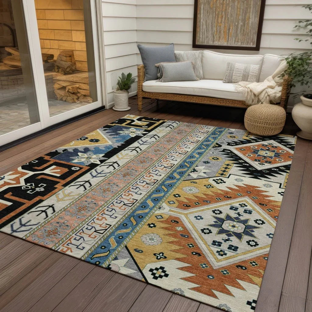LOOMLAN Rugs Solara Black Washable Indoor-Outdoor Rug