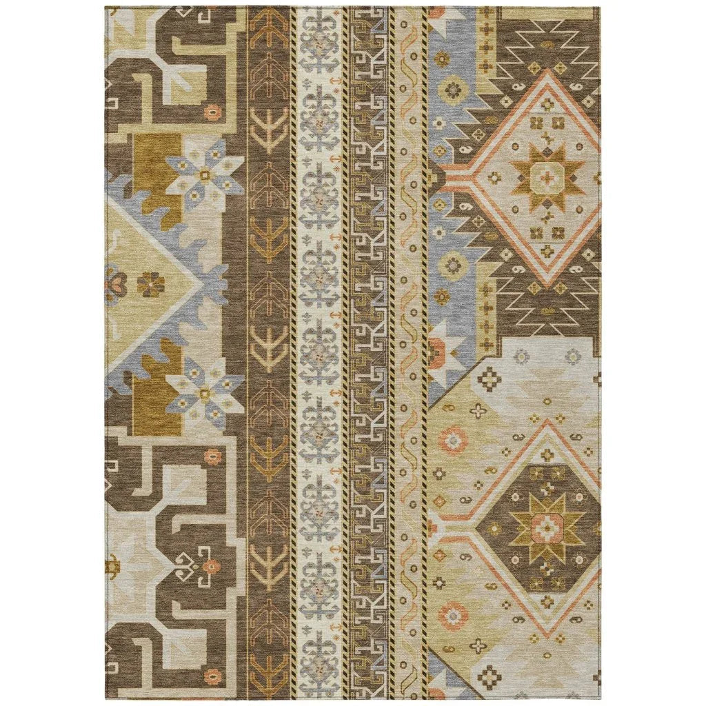 LOOMLAN Rugs Solara Brown Washable Indoor-Outdoor Rug