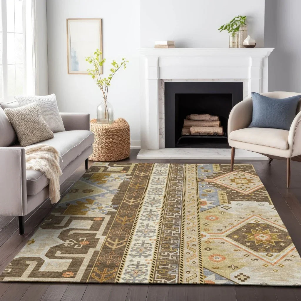 LOOMLAN Rugs Solara Brown Washable Indoor-Outdoor Rug