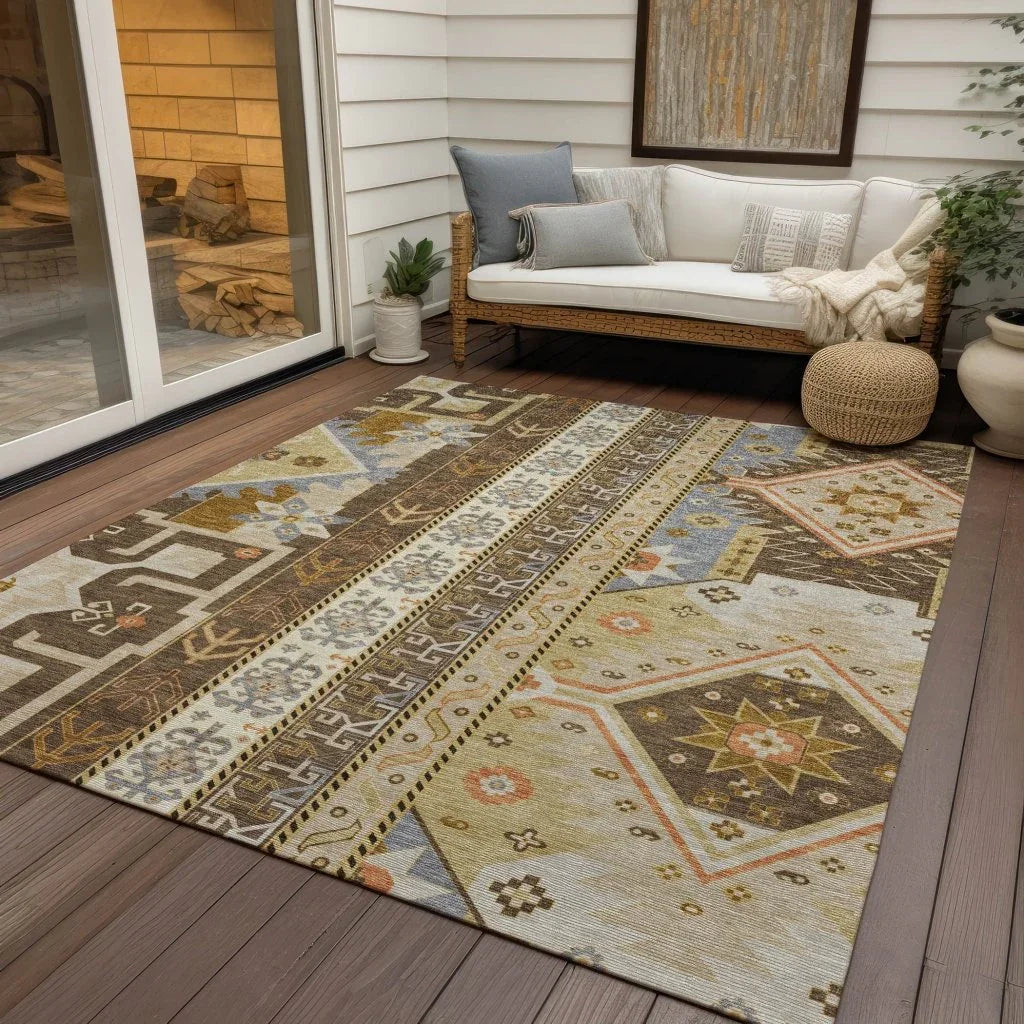 LOOMLAN Rugs Solara Brown Washable Indoor-Outdoor Rug
