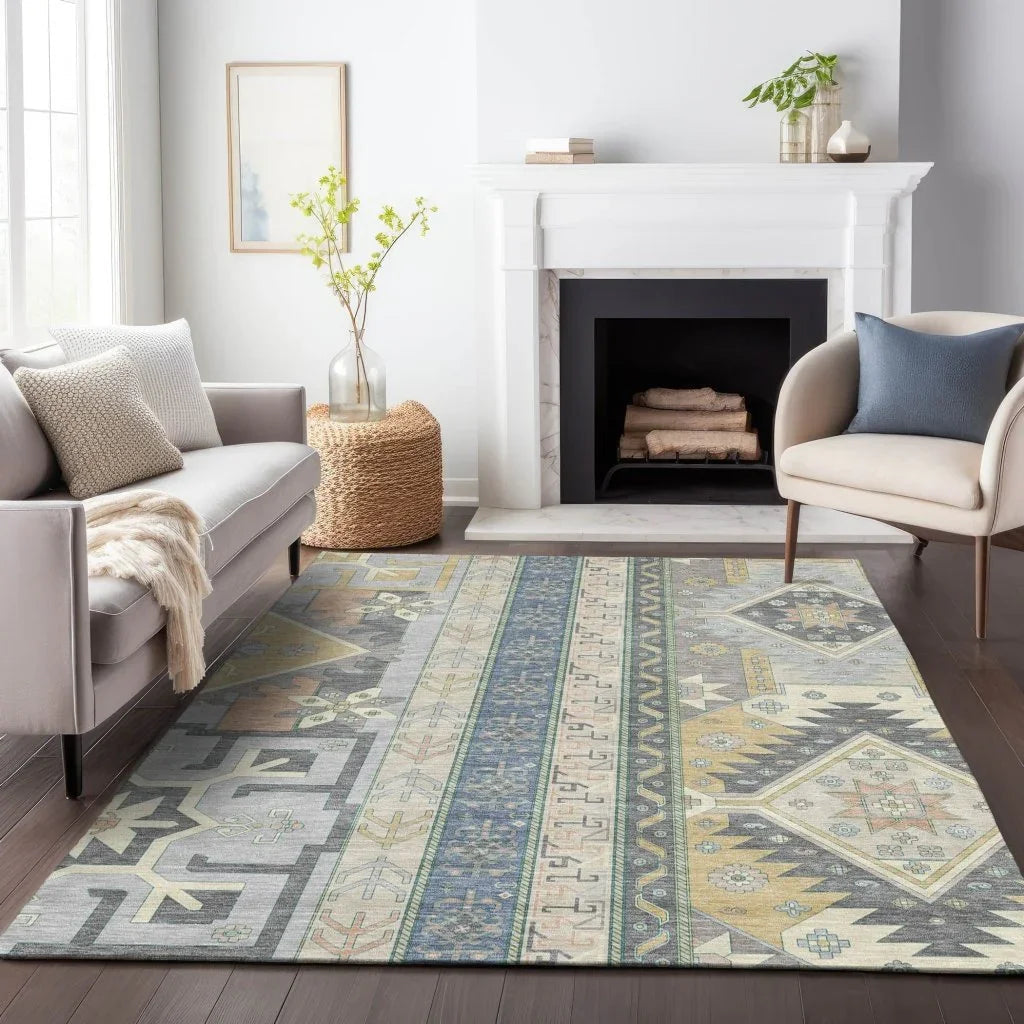 LOOMLAN Rugs Solara Gray Washable Indoor-Outdoor Rug
