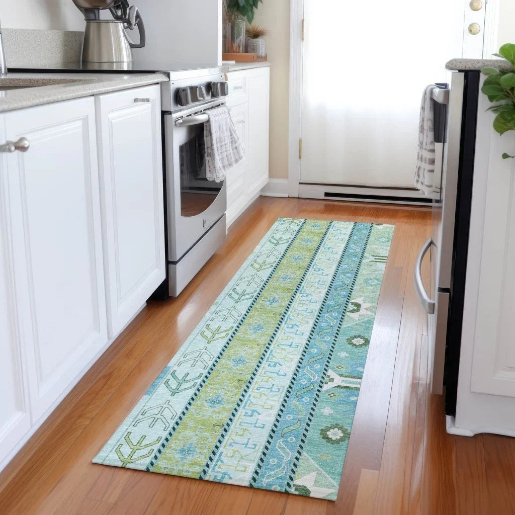 LOOMLAN Rugs Solara Green Washable Indoor-Outdoor Rug