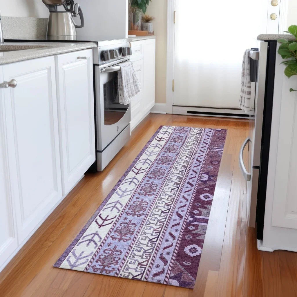 LOOMLAN Rugs Solara Purple Washable Indoor-Outdoor Rug