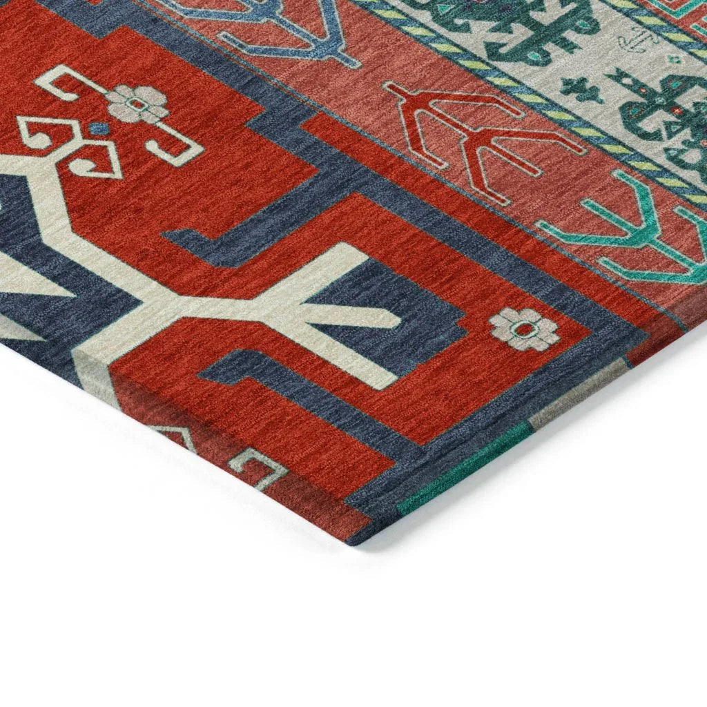 LOOMLAN Rugs Solara Red Washable Indoor-Outdoor Rug