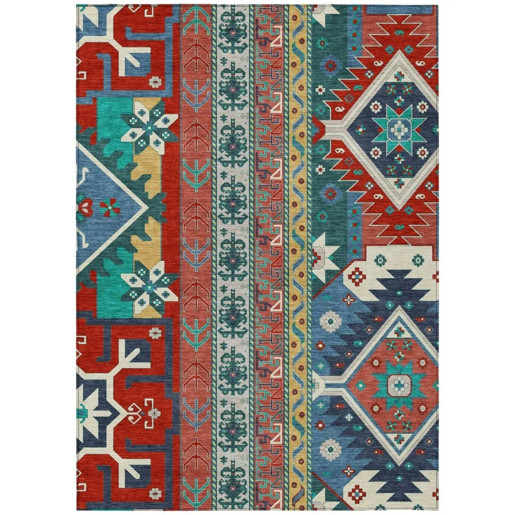LOOMLAN Rugs Solara Red Washable Indoor-Outdoor Rug
