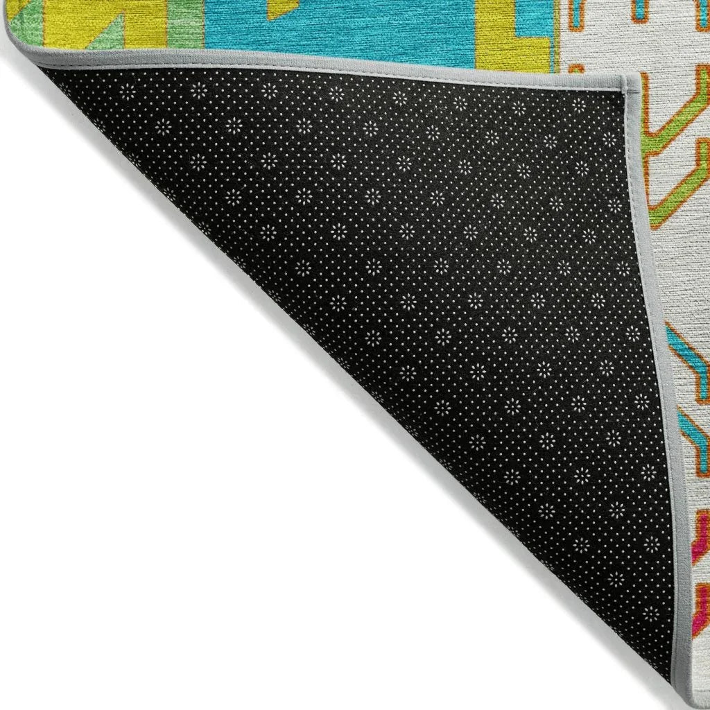 LOOMLAN Rugs Solara Teal Washable Indoor-Outdoor Rug