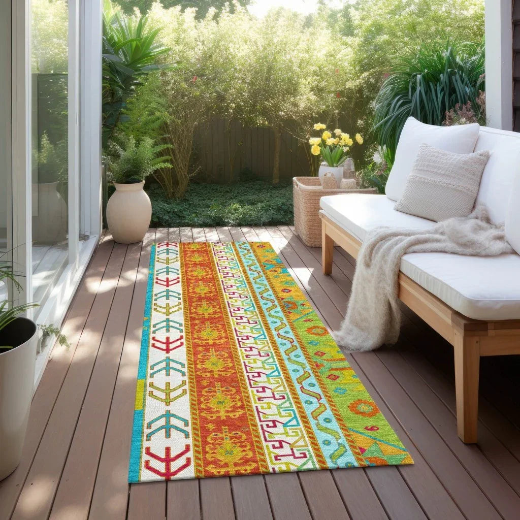 LOOMLAN Rugs Solara Teal Washable Indoor-Outdoor Rug