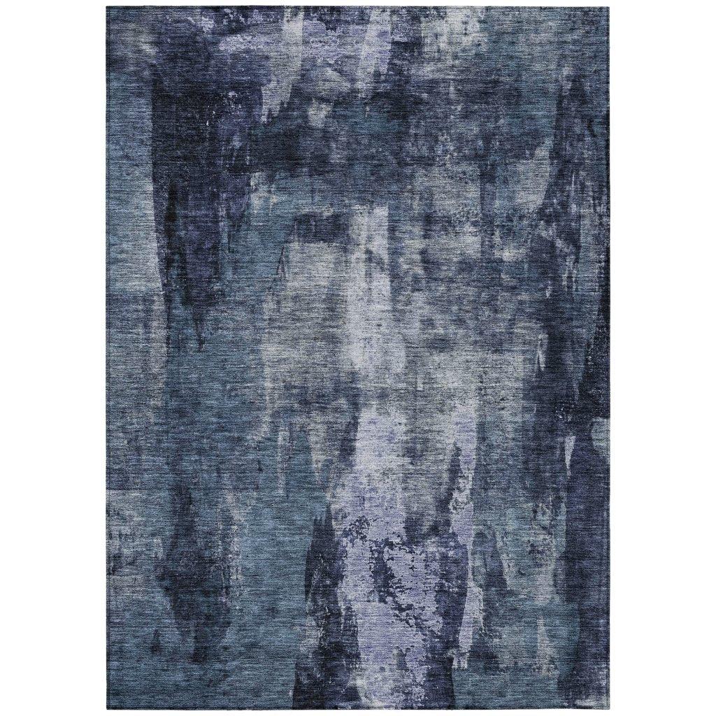 LOOMLAN Rugs Solayne Blue Washable Indoor-Outdoor Rug