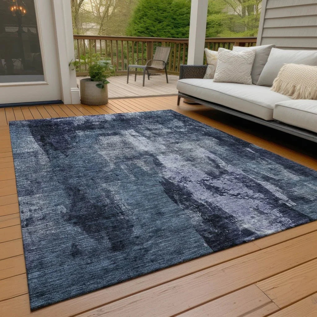 LOOMLAN Rugs Solayne Blue Washable Indoor-Outdoor Rug