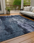 LOOMLAN Rugs Solayne Blue Washable Indoor-Outdoor Rug