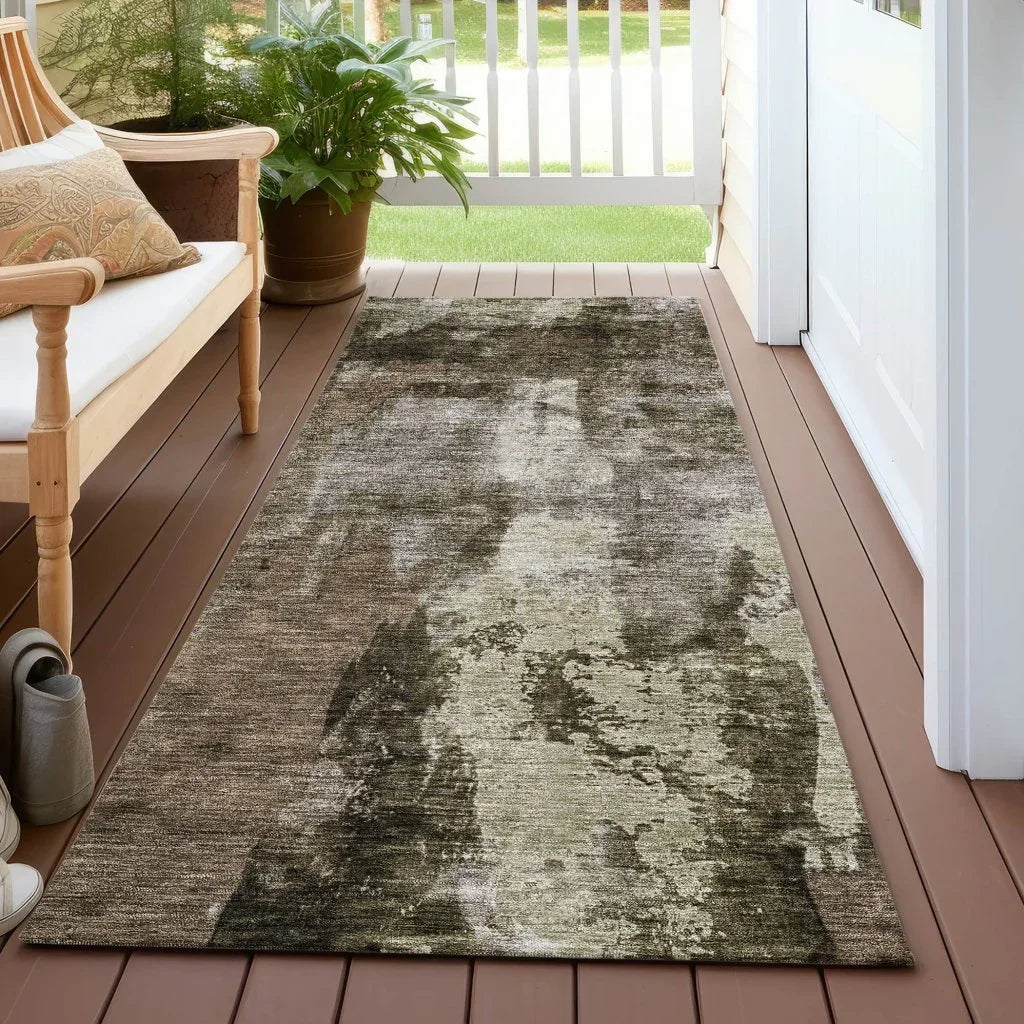 LOOMLAN Rugs Solayne Brown Washable Indoor-Outdoor Rug