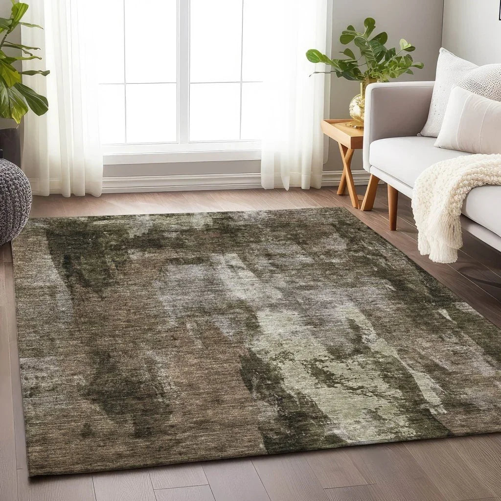 LOOMLAN Rugs Solayne Brown Washable Indoor-Outdoor Rug