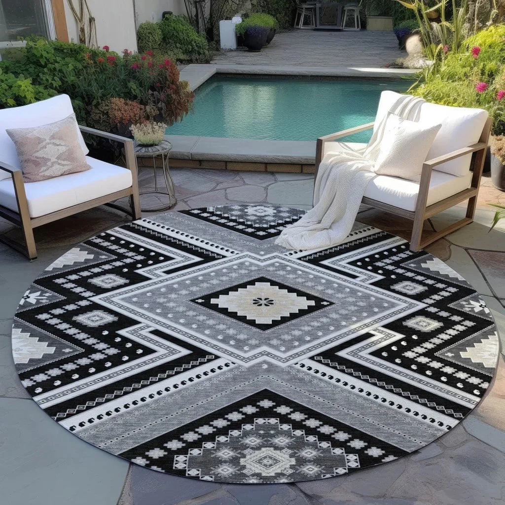 LOOMLAN Rugs Solene Black Washable Indoor-Outdoor Rug