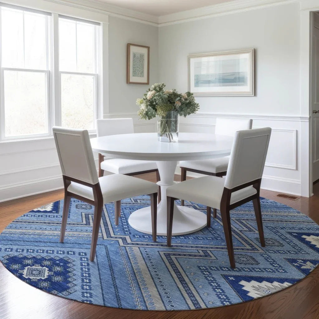 LOOMLAN Rugs Solene Blue Washable Indoor-Outdoor Rug