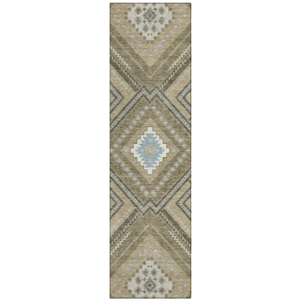 LOOMLAN Rugs Solene Brown Washable Indoor-Outdoor Rug