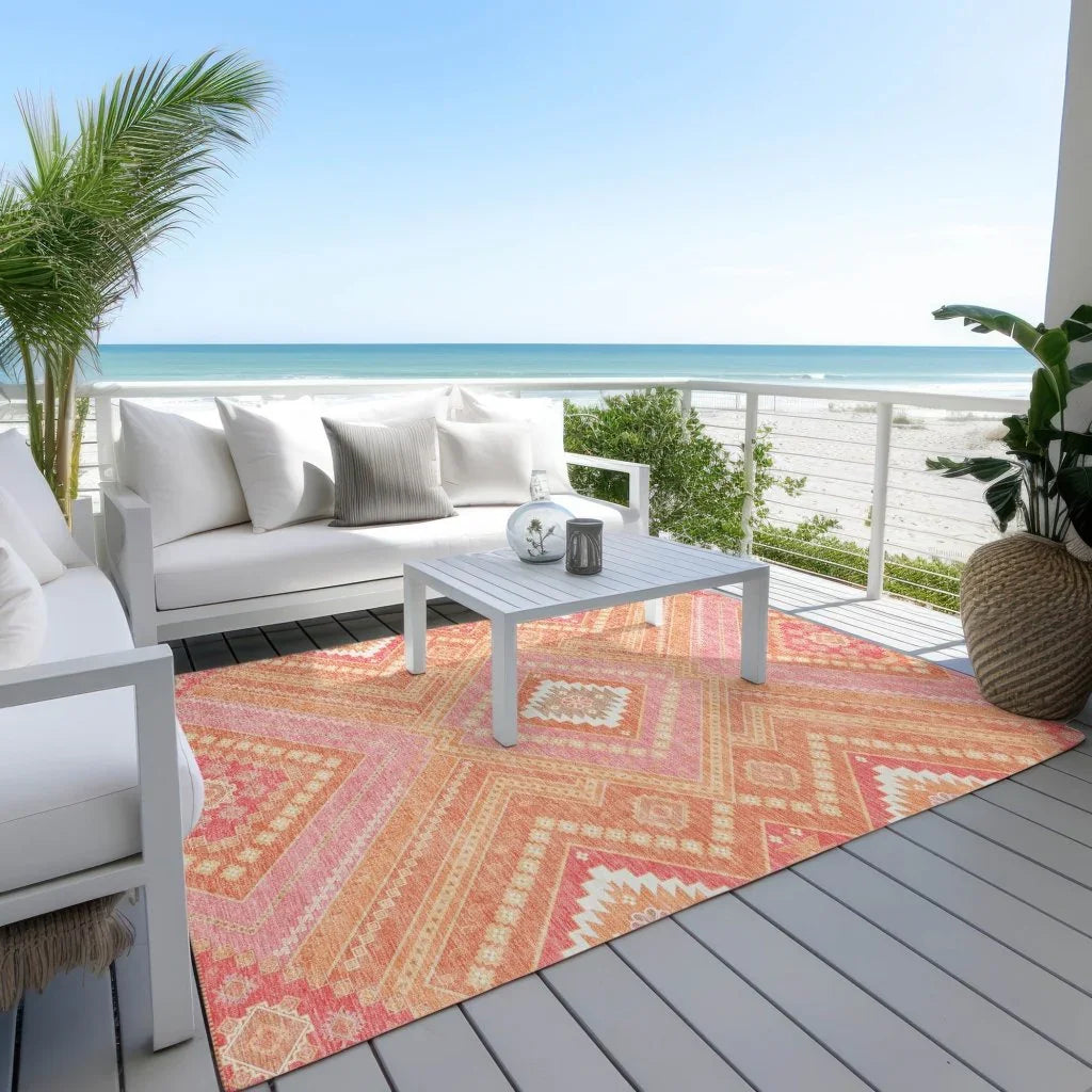 LOOMLAN Rugs Solene Coral Washable Indoor-Outdoor Rug
