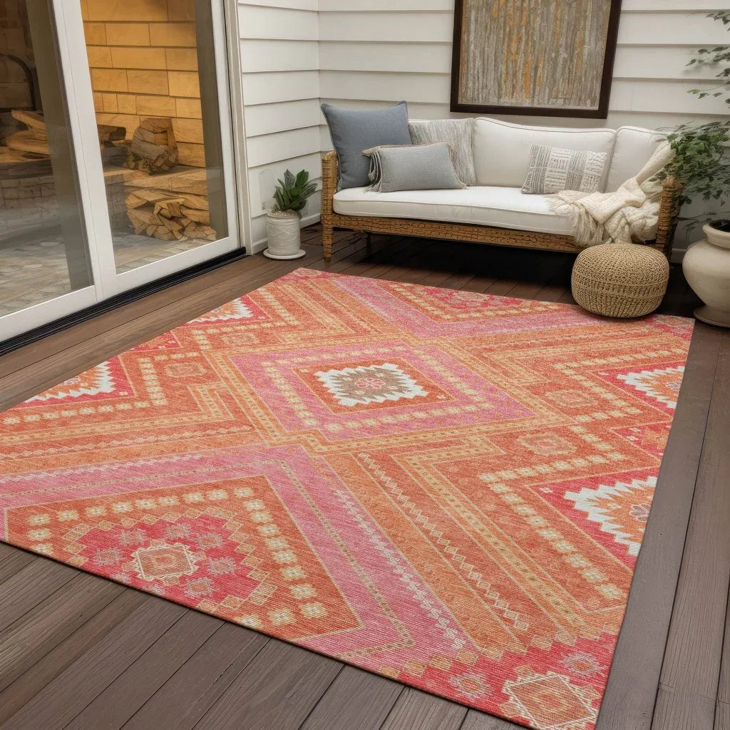 LOOMLAN Rugs Solene Coral Washable Indoor-Outdoor Rug