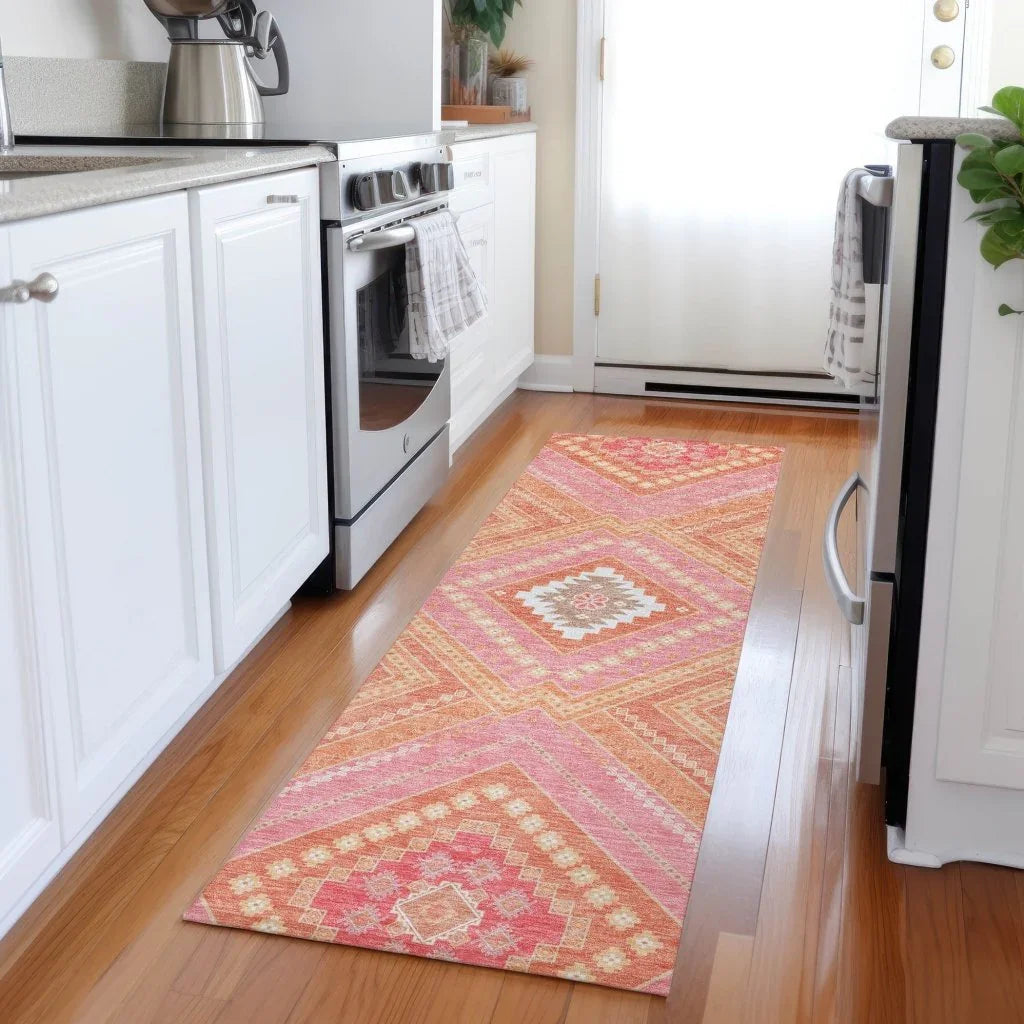LOOMLAN Rugs Solene Coral Washable Indoor-Outdoor Rug