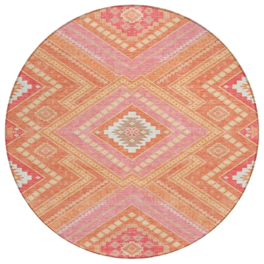 LOOMLAN Rugs Solene Coral Washable Indoor-Outdoor Rug
