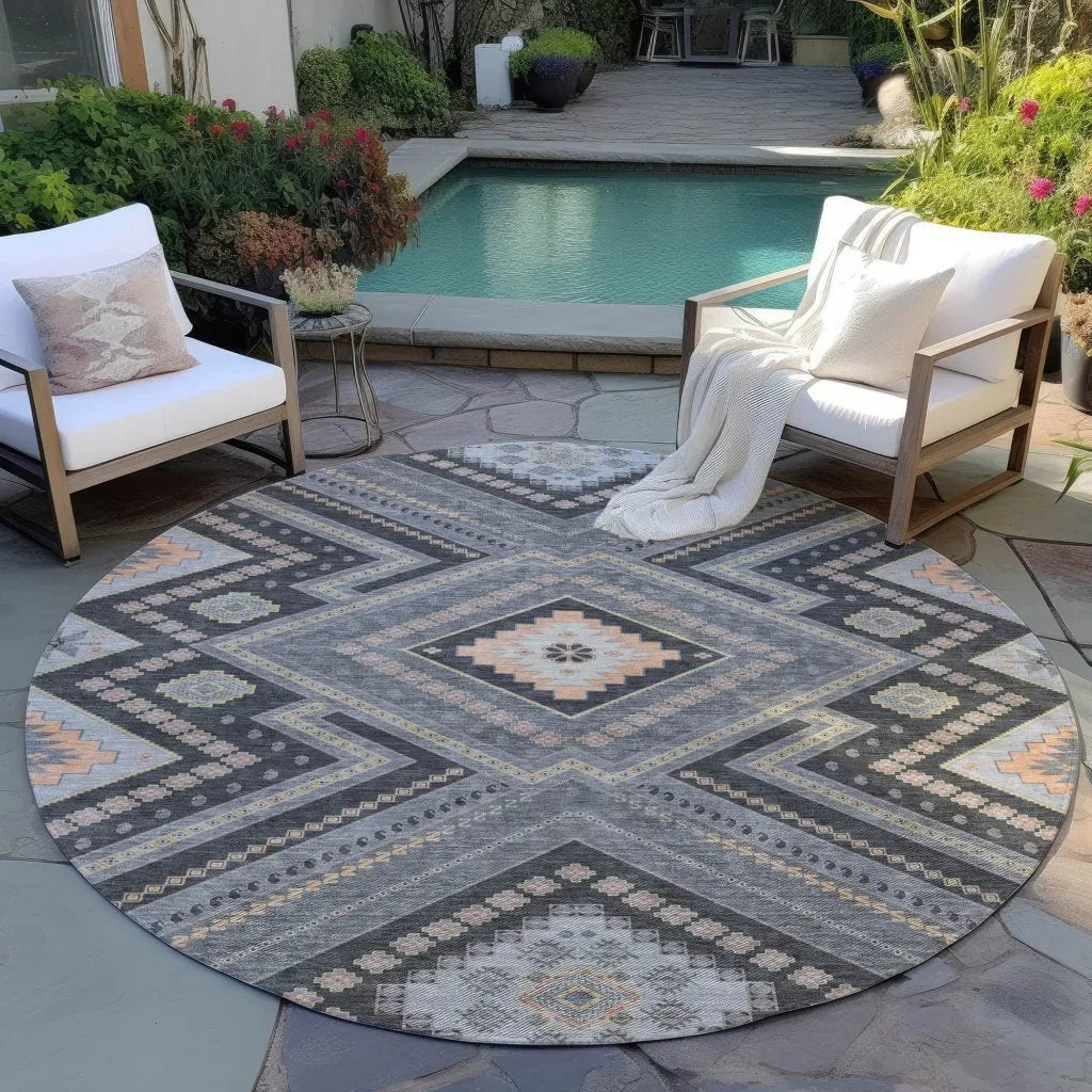 LOOMLAN Rugs Solene Gray Washable Indoor-Outdoor Rug