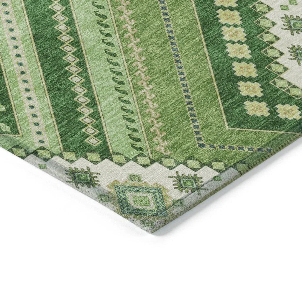 LOOMLAN Rugs Solene Green Washable Indoor-Outdoor Rug