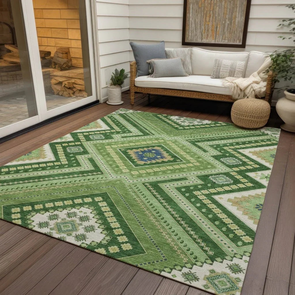 LOOMLAN Rugs Solene Green Washable Indoor-Outdoor Rug