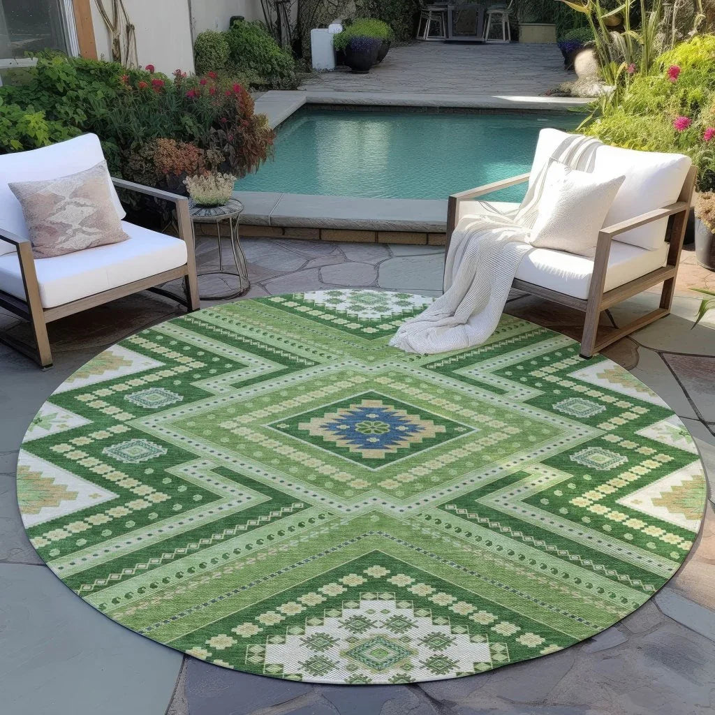LOOMLAN Rugs Solene Green Washable Indoor-Outdoor Rug