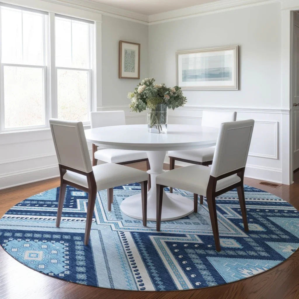 LOOMLAN Rugs Solene Navy Washable Indoor-Outdoor Rug