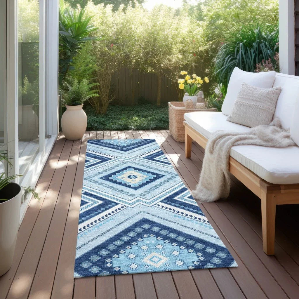 LOOMLAN Rugs Solene Navy Washable Indoor-Outdoor Rug