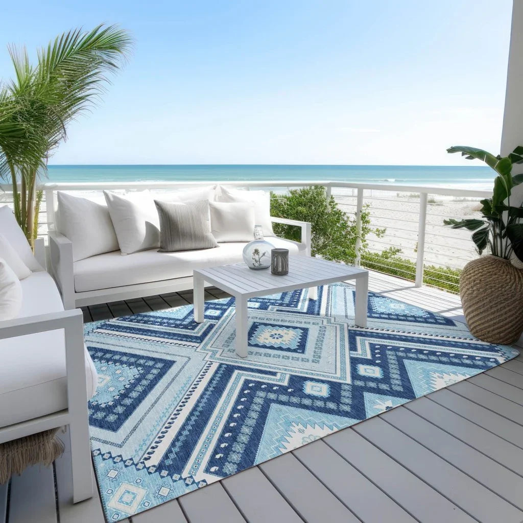 LOOMLAN Rugs Solene Navy Washable Indoor-Outdoor Rug