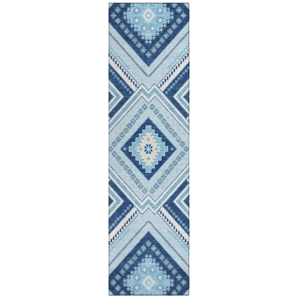 LOOMLAN Rugs Solene Navy Washable Indoor-Outdoor Rug