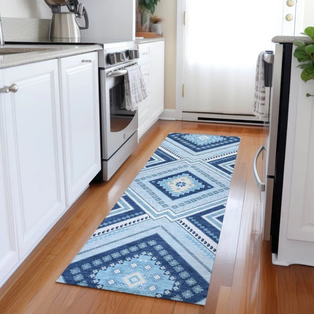 LOOMLAN Rugs Solene Navy Washable Indoor-Outdoor Rug