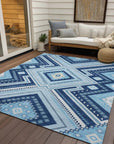 LOOMLAN Rugs Solene Navy Washable Indoor-Outdoor Rug