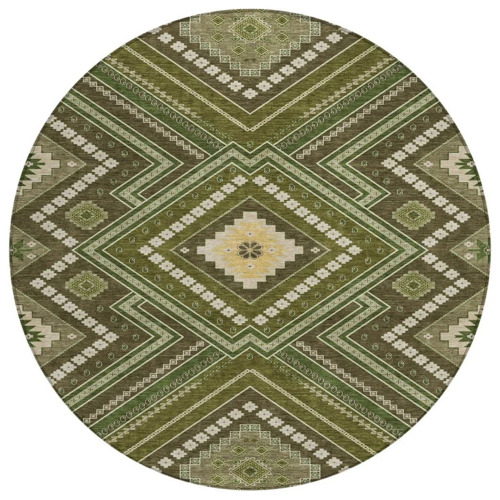 LOOMLAN Rugs Solene Olive Washable Indoor-Outdoor Rug