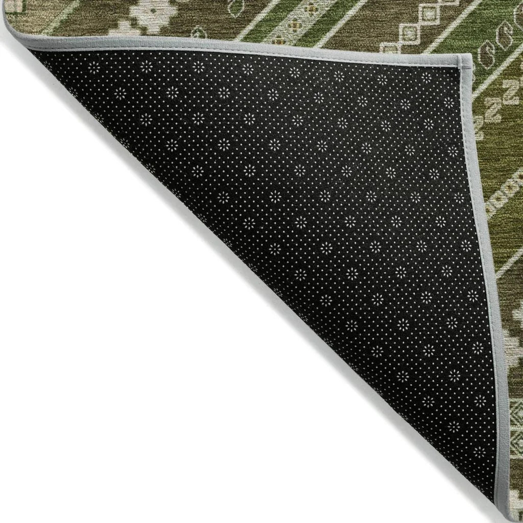 LOOMLAN Rugs Solene Olive Washable Indoor-Outdoor Rug