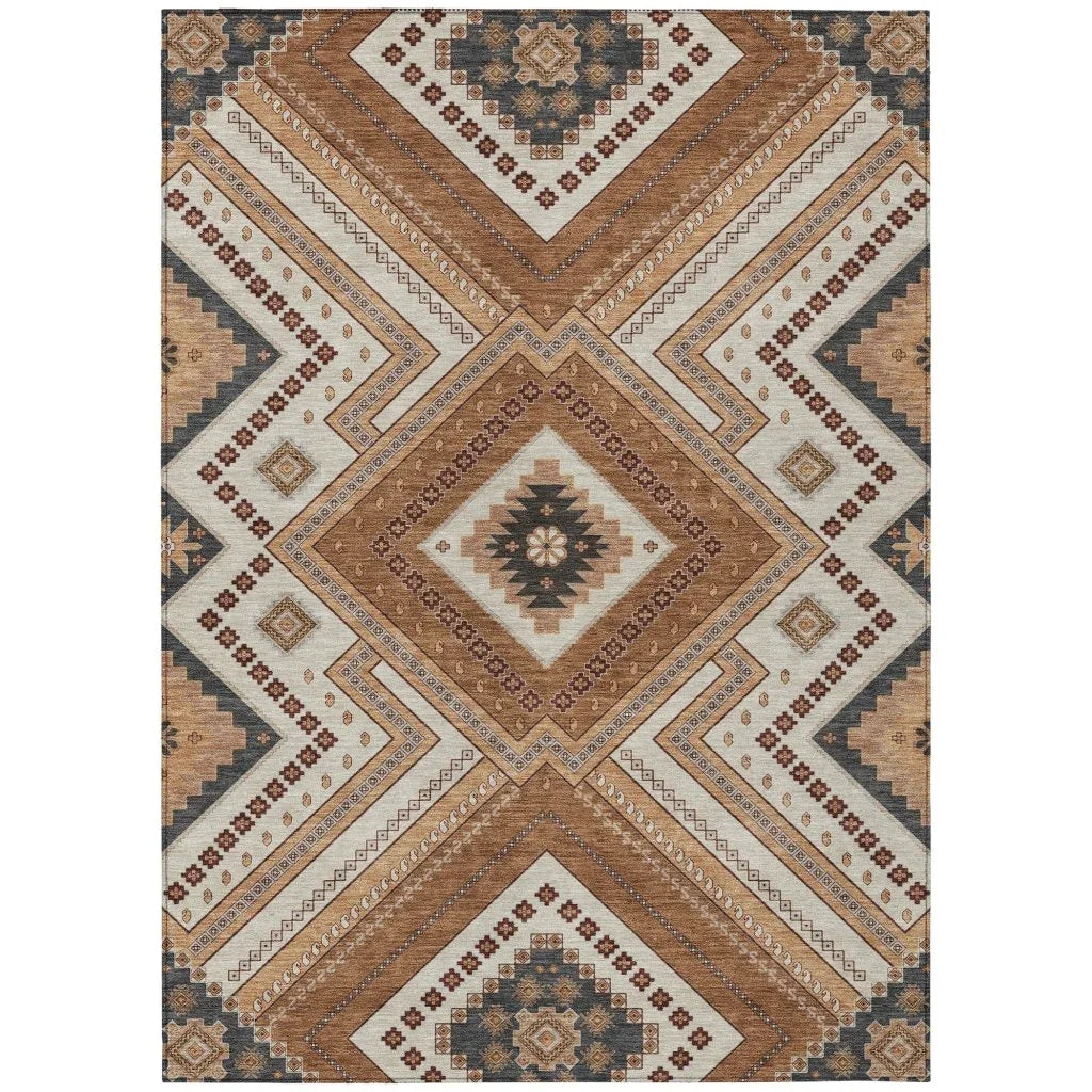 LOOMLAN Rugs Solene Orange Washable Indoor-Outdoor Rug