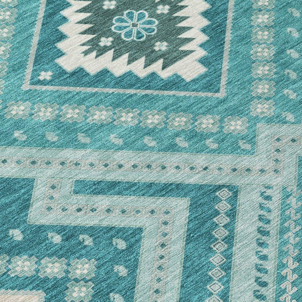 LOOMLAN Rugs Solene Teal Washable Indoor-Outdoor Rug