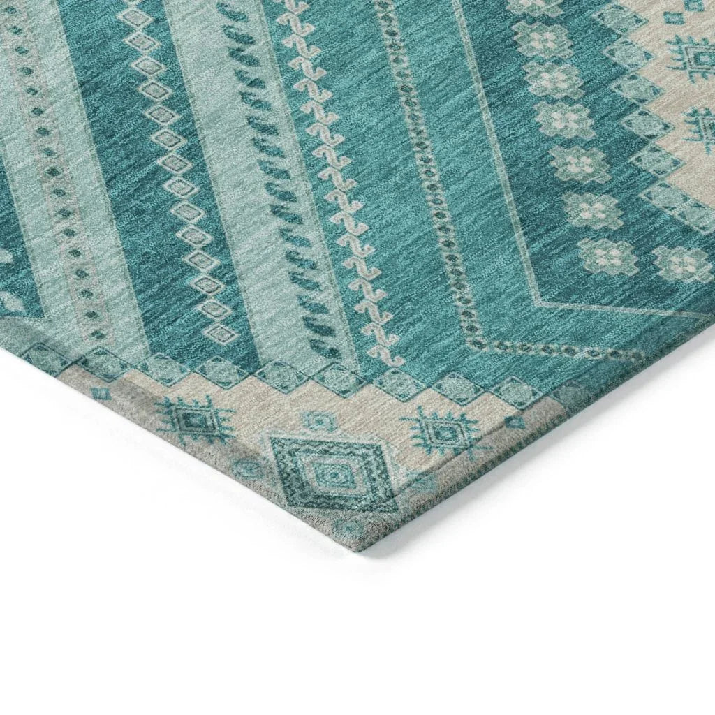 LOOMLAN Rugs Solene Teal Washable Indoor-Outdoor Rug